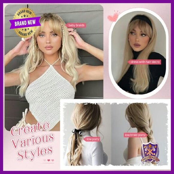 Long Layered Hair Topper with Bangs for Thinning Hair 18 Inch Synthetic main image 5